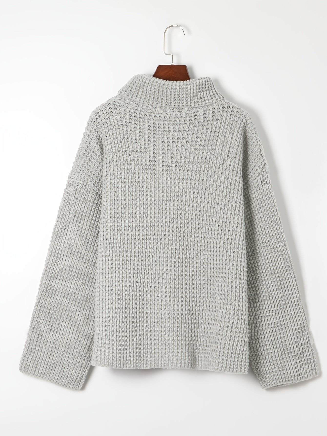 Solid Jacquard Long Sleeve High Neck Sweater