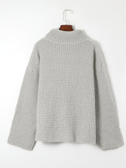 Solid Jacquard Long Sleeve High Neck Sweater