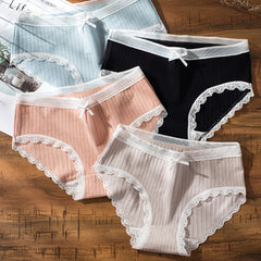 Girls Triangle Panties Lace Trim Elastic Waist Underwear