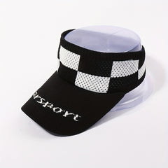 Ponytail Visor Hat UV Protection Plaid Knitted Sun Hat Lightweight