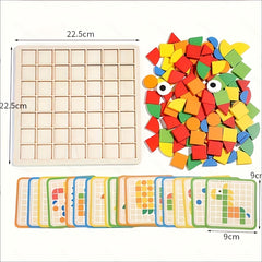 120pc Wooden 3D Mosaic Puzzle Kids Brain Teaser Building Blocks Learning Toy