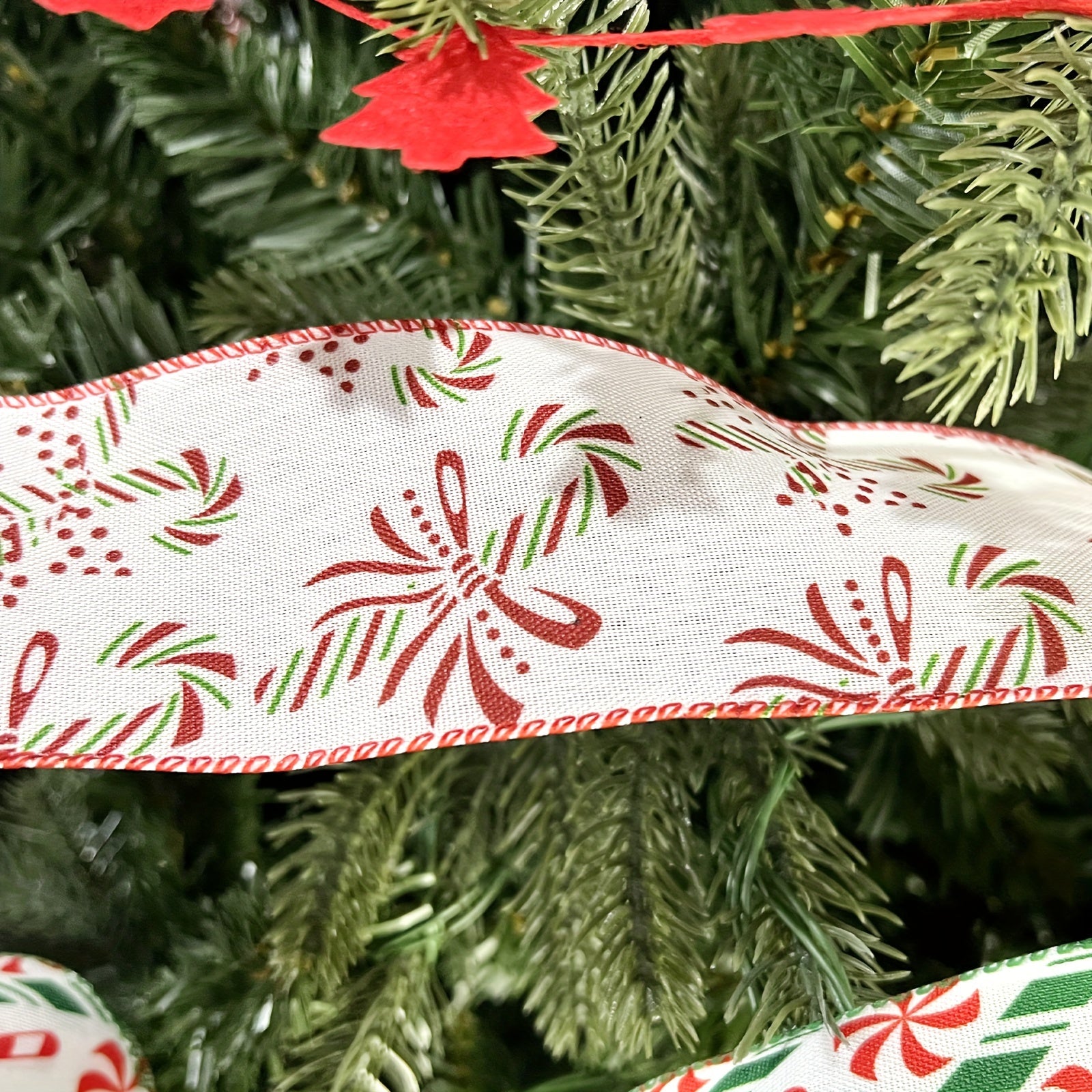 Christmas Candy Peppermint Wired Edge Ribbon Burlap Ribbon DIY Craft