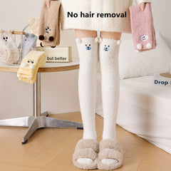 Cartoon Fuzzy Thigh High Socks for Women