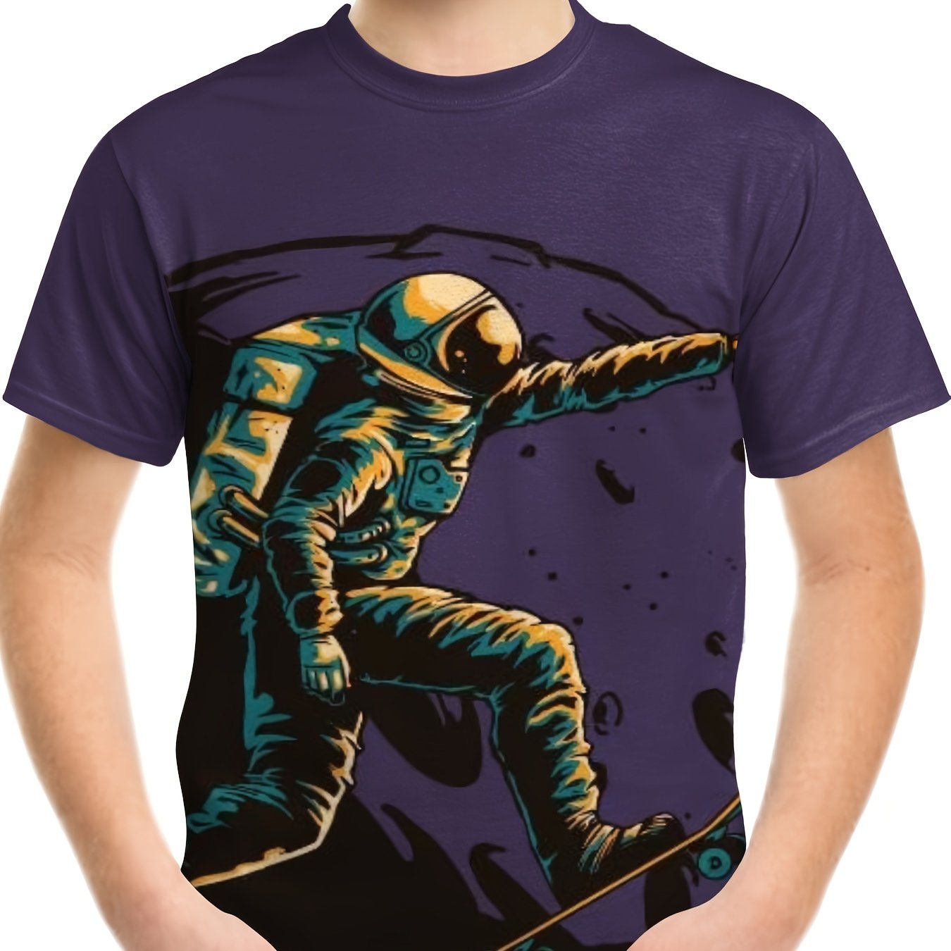 Astronaut Skateboard Print Boy's T-Shirt