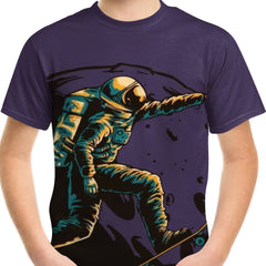 Astronaut Skateboard Print Boy's T-Shirt
