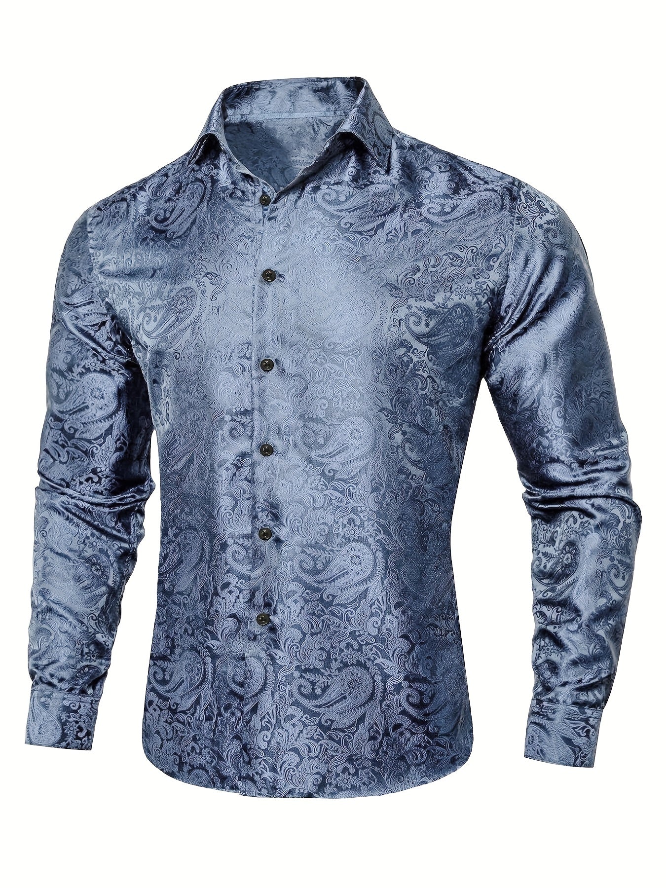 Paisley Print Men's Casual Button Up Long Sleeve Shirt
