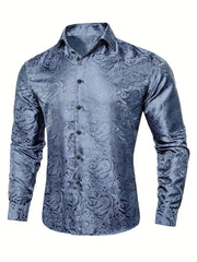 Paisley Print Men's Casual Button Up Long Sleeve Shirt