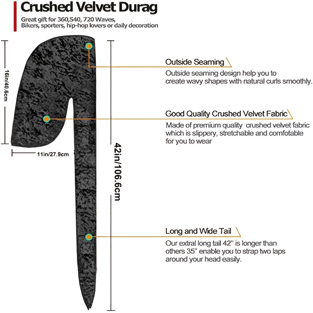Velvet Wave Durag Soft Durag Headwear For 360 Waves