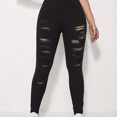 Distressed High Waist Skinny Jeans Women's Denim Pants