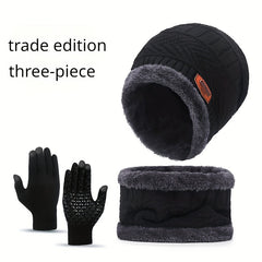Winter Knitted Hat Scarf Gloves Set For Women Men