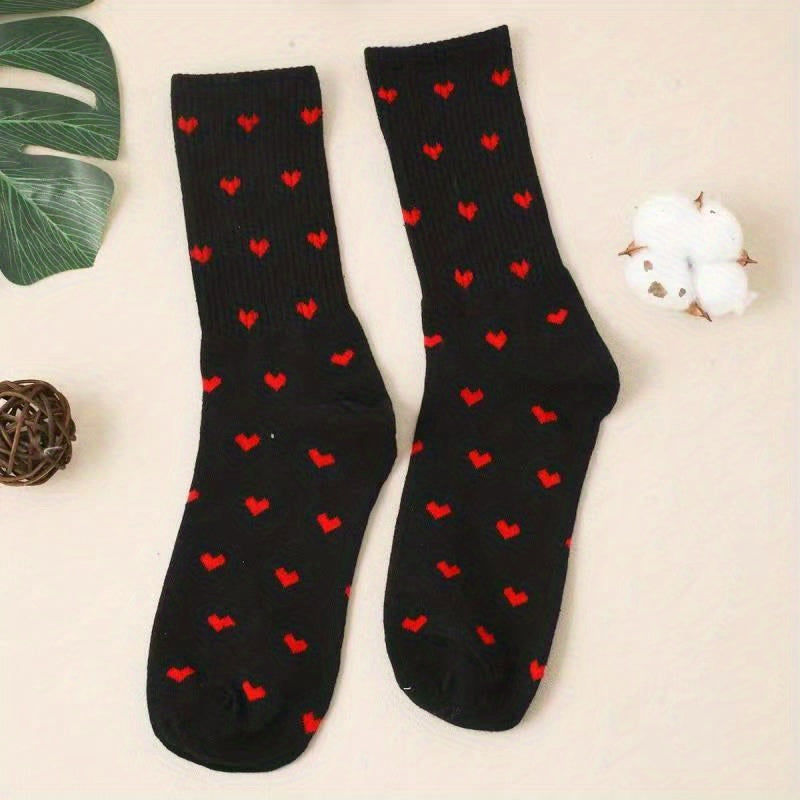 Heart Print Socks Mid Tube Women's Stockings