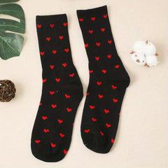 Heart Print Socks Mid Tube Women's Stockings