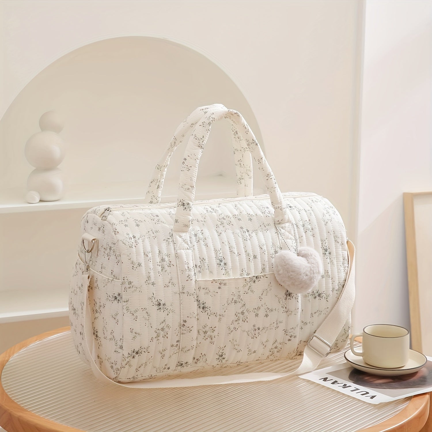 Floral Boston Diaper Bag Durable Polyester Ideal for Travel & Moms