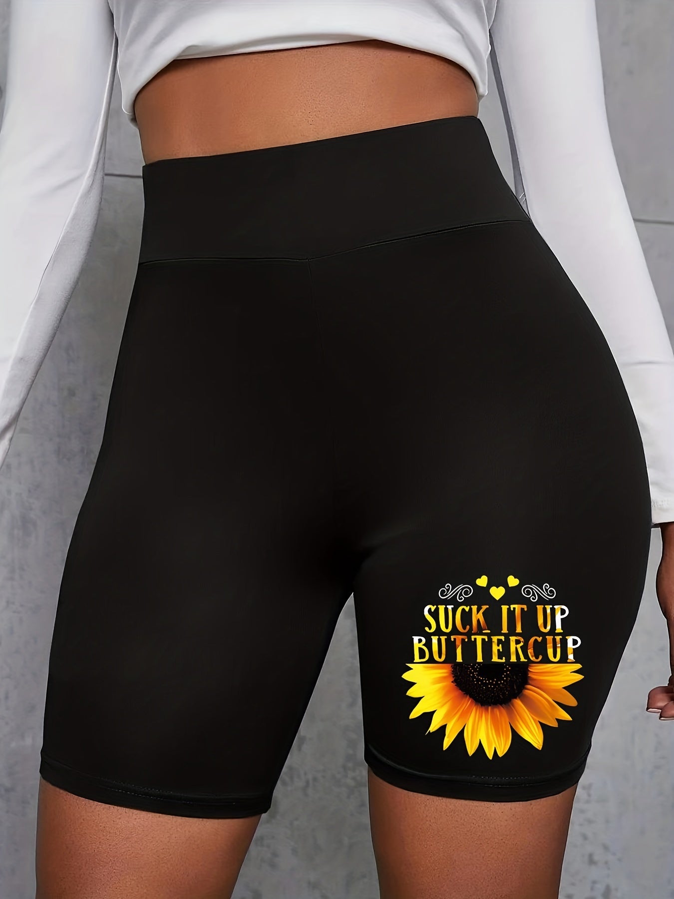 Graphic Print High Rise Biker Shorts