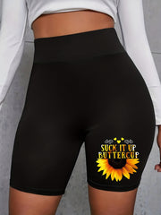 Graphic Print High Rise Biker Shorts