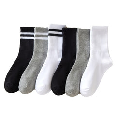 3 Pairs Girls Striped Crew Socks for Autumn Winter