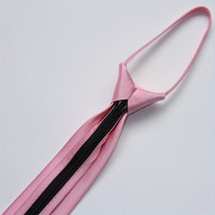 Pink Macaron Zipper Neck Tie for Men 2 76Inch
