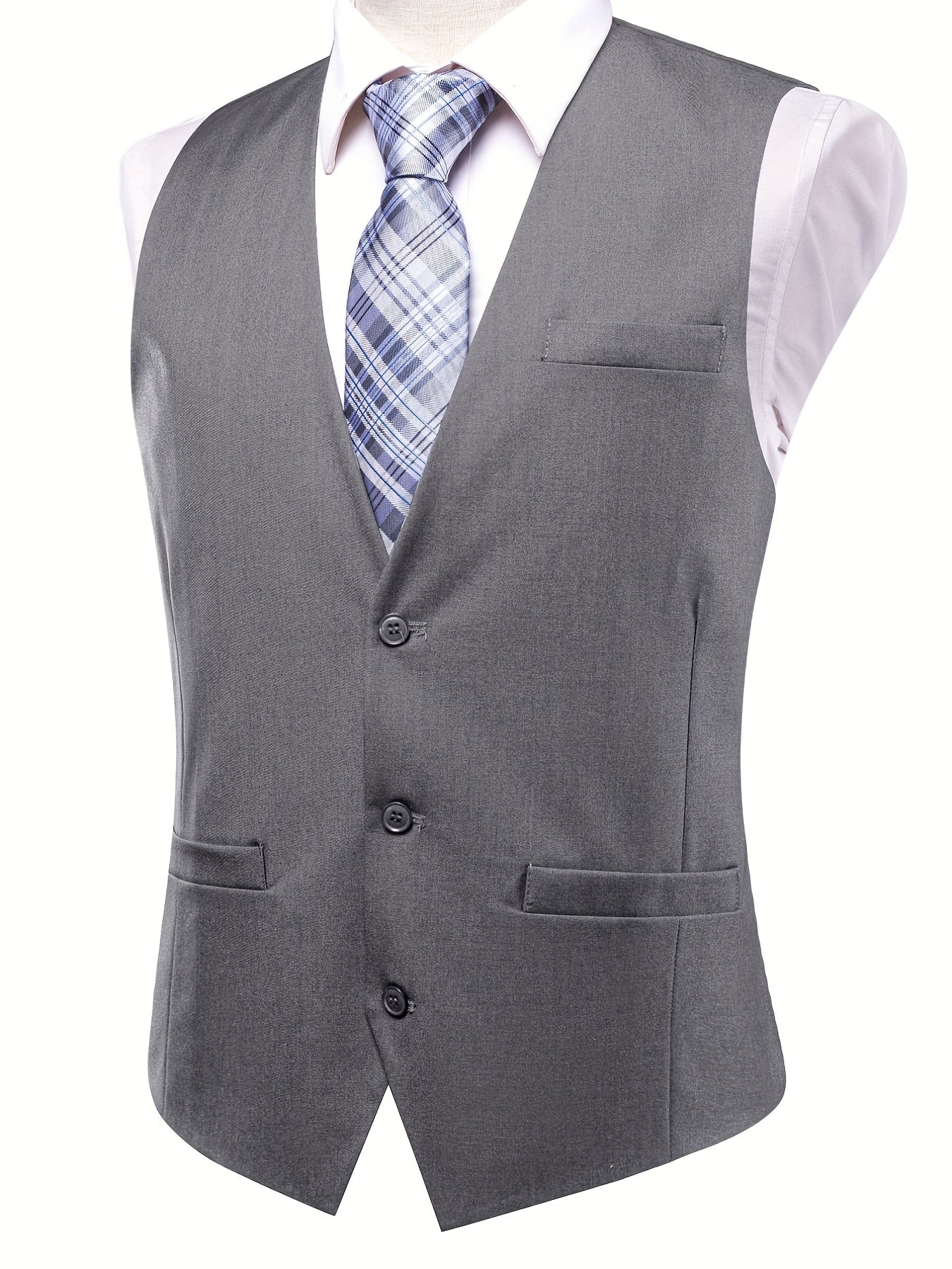 Vintage Style Dress Waistcoat Men's Single Breasted V Neck Smart Suit Vest