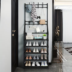 Coat Rack Shoe Rack Storage Shelves Hooks Living Room Bathroom Hallway