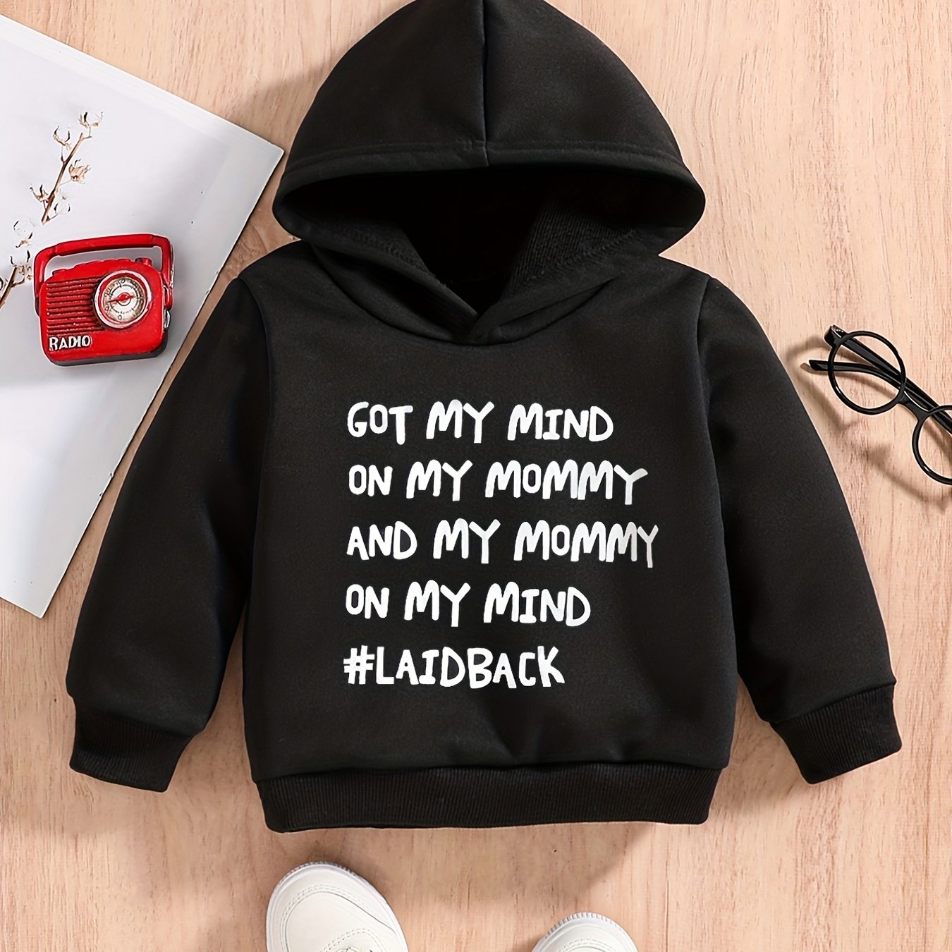 Baby Boys Kids Letter Print Hooded Sweatshirt Pullover Top