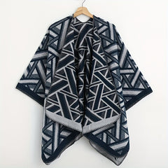 Striped Cashmere Shawl Double Wrap Cape Vintage Cardigan