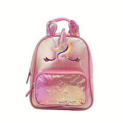 Kids Cartoon Sequins Backpack Waterproof PU Leather