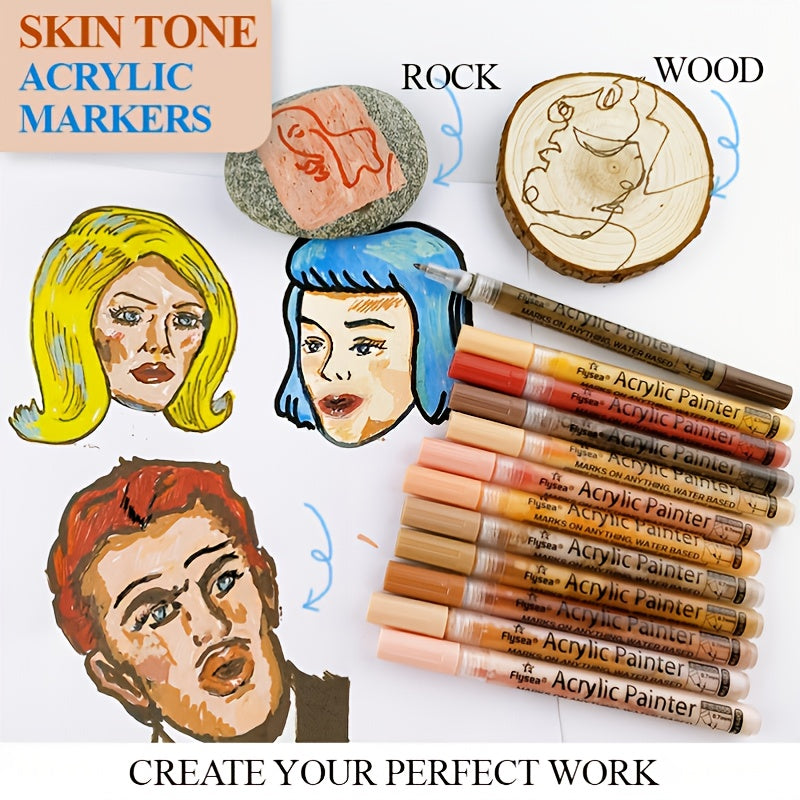12pcs Acrylic Marker Pen Animation Graffiti Brush Body Painting Pen