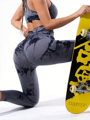 Tie Dye Fitness Sports Leggings High Waist Yoga Pants Women's Activewear