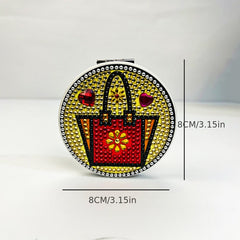 Crystal Strawberry Pattern Mirror Compact Mirror for Travel Camping Home Use