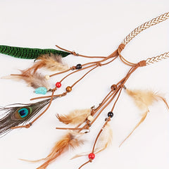 Peacock Feather Hair Band Western Style Hair Rope Indian Headband