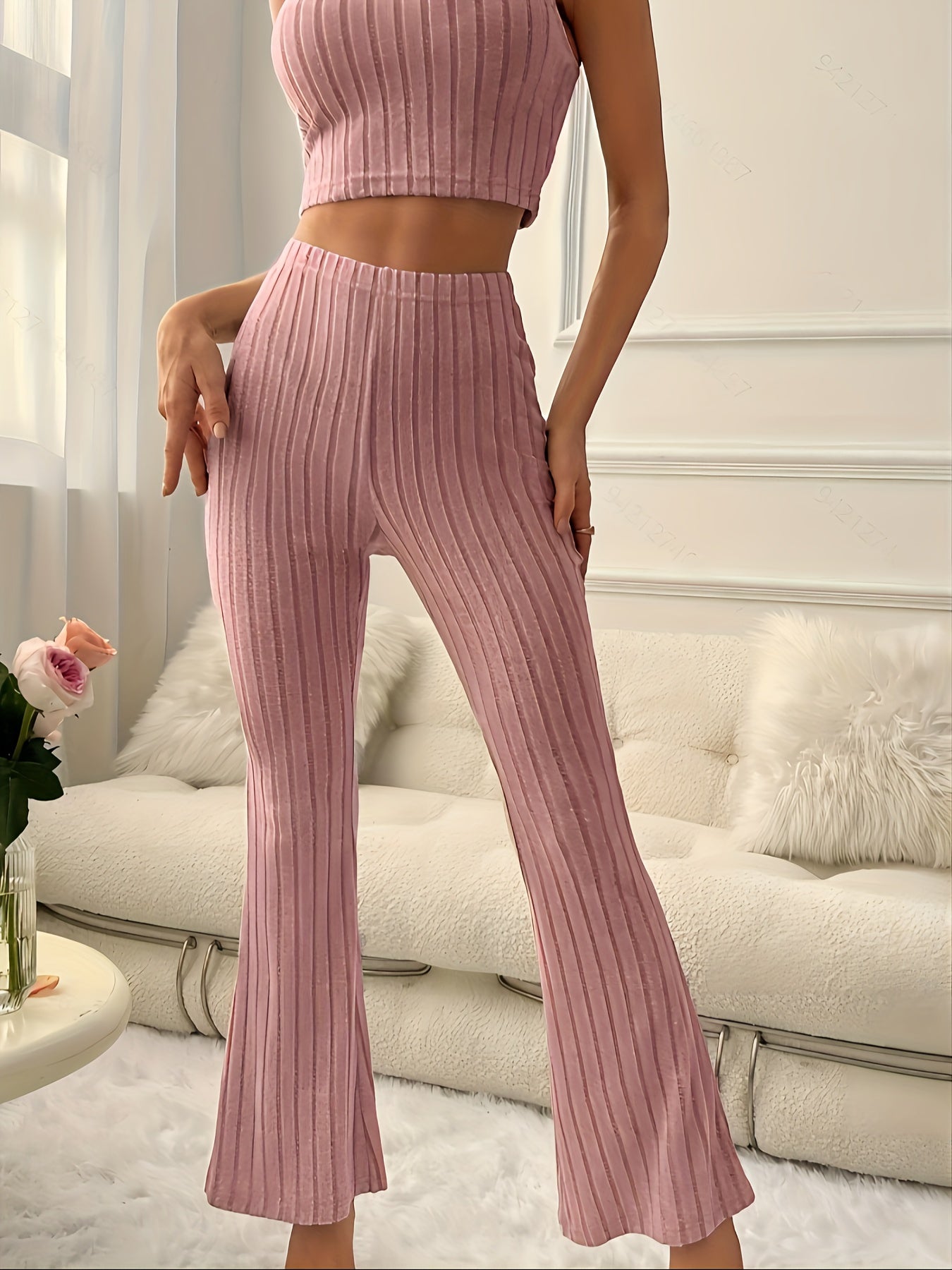 Ribbed Lounge Set Cami Top & Pants Women's Loungewear