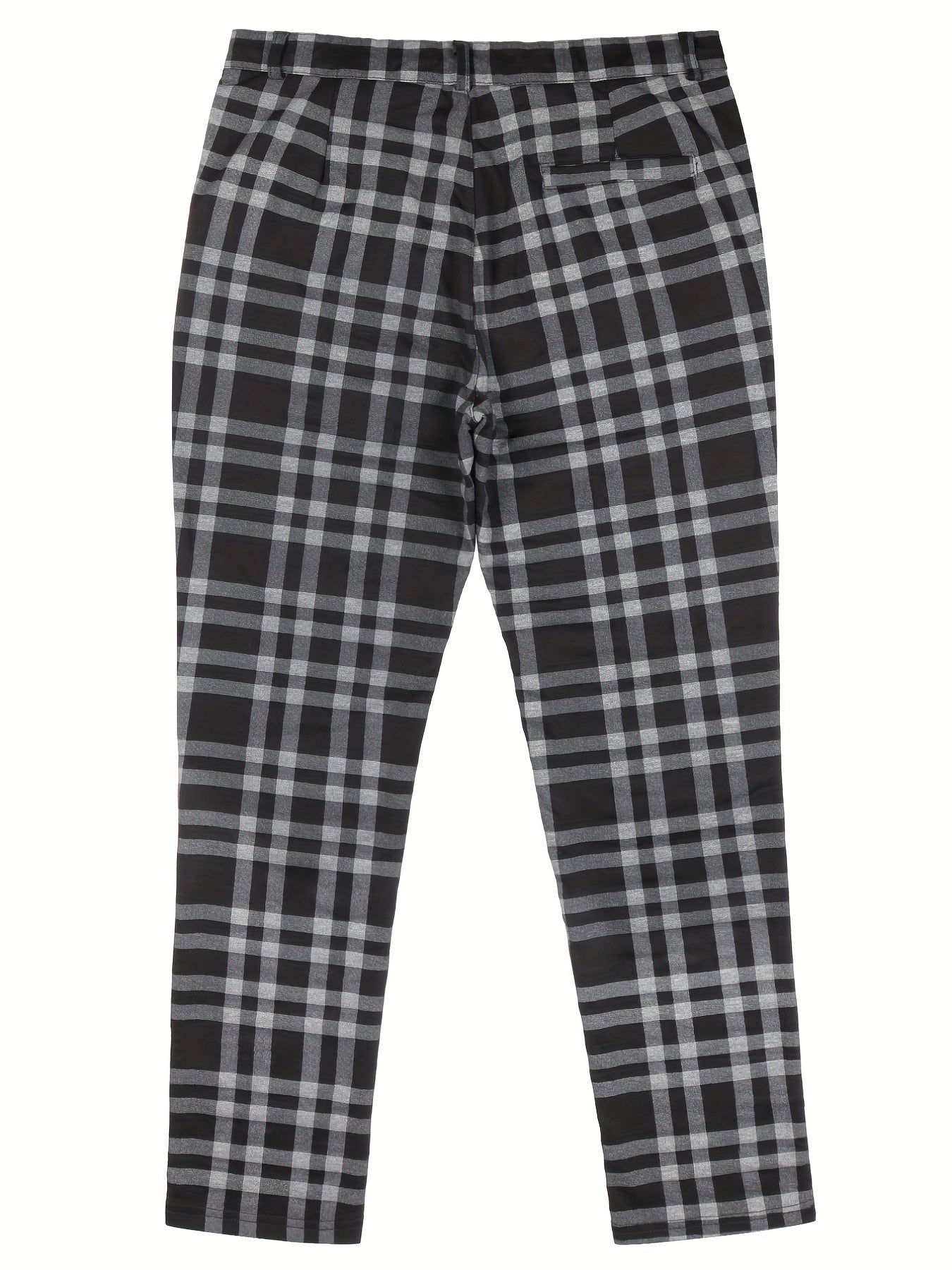 Plaid Slacks Men s Drawstring Trousers Retro Style Stretch Waist