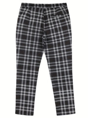 Plaid Slacks Men s Drawstring Trousers Retro Style Stretch Waist