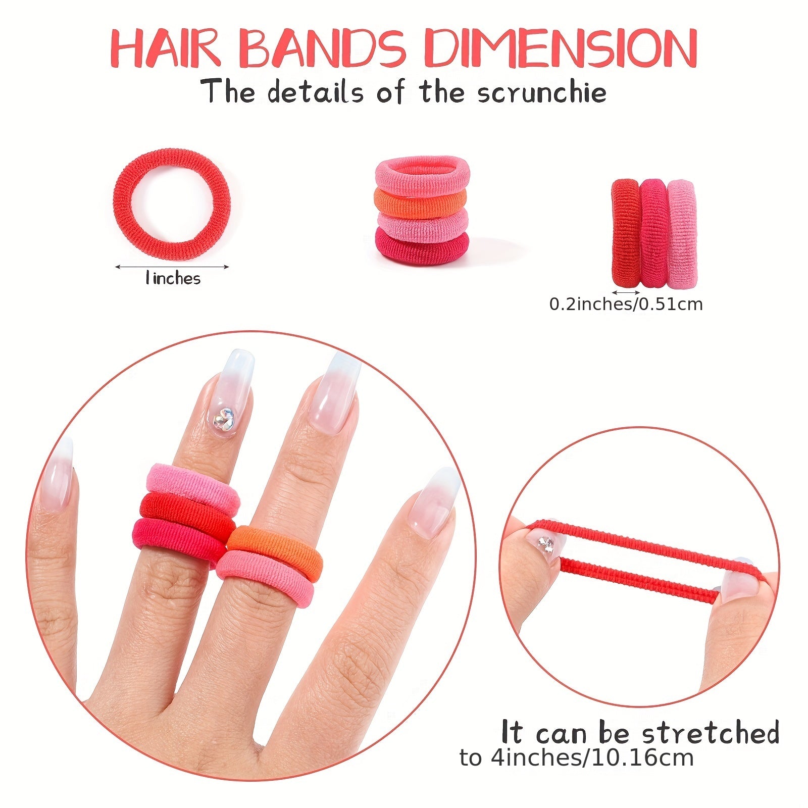 100pcs Solid Hair Tie Thick Rubber Band for Kids Girls Ponytail Holder Hair Tie