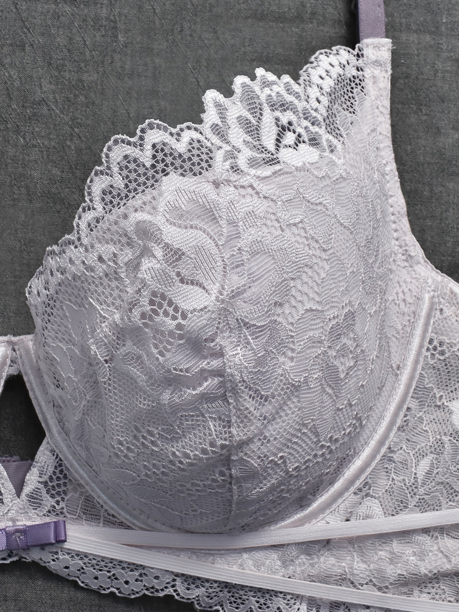 Women's Plus Romantic Bra Floral Lace Trim Minimizer