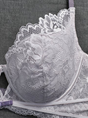 Women's Plus Romantic Bra Floral Lace Trim Minimizer