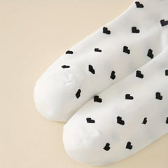 Heart Print Socks Women's Mid Tube Stockings
