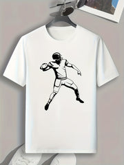 Football Player Pattern Print Men's Comfy Sports T shirt Graphic Tee