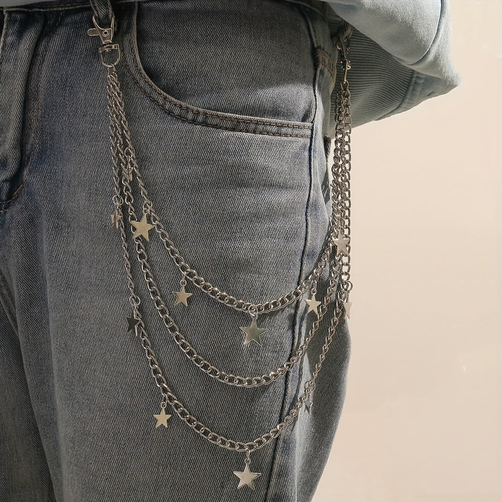 Pentagram Charm Layered Waist Chain Punk Pants Trousers Chain
