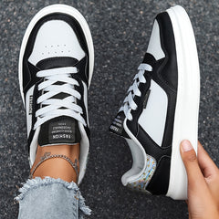 Thick Sole Lace-Up Skate Shoes Women's Sports Sneakers