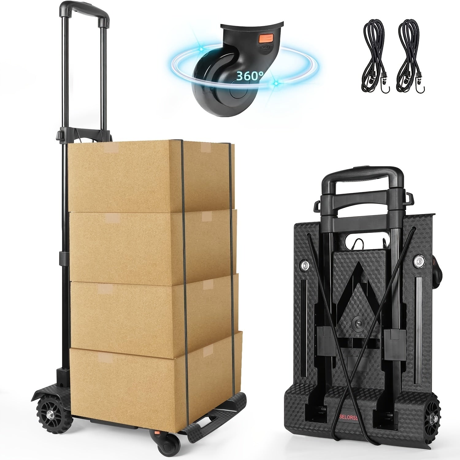 Foldable Hand Truck Utility Cart Portable Multipurpose Grocery Shopping Cart