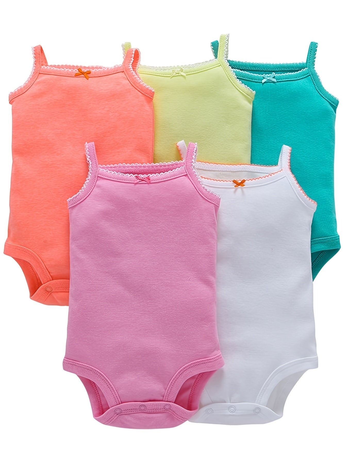5pcs Infant Cami Romper Cotton Bodysuits Baby Girls Toddler Summer Clothes