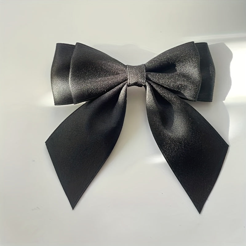 Satin Double Layer Bow Tie Solid Necktie Women's Dress Up Accessories