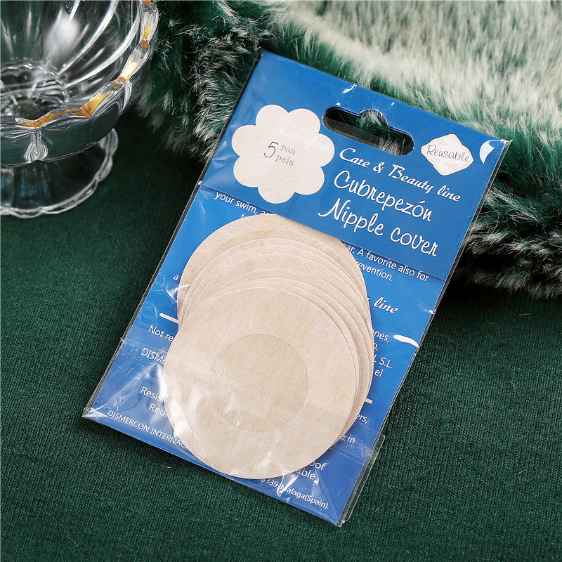 5 Pairs Chest Round Shape Reusable Adhesive Bra Breast Patch