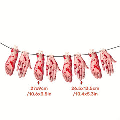 Halloween Banner Set Bloody Backdrop Garland Ghost Party Horror