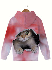Tie Dye Kids Kitten Hooded Sweatshirt Pullover Spring Girls