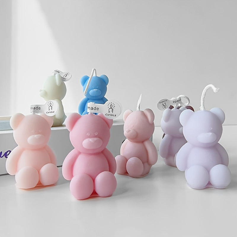 4pcs Bear Candles Flameless Mini Candle For Party Christmas Decoration