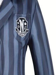 Girls School Uniform Dress Cosplay Costume Striped Coat Dress Sweater