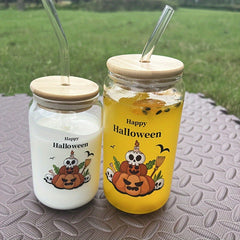 Christmas Halloween Glass Straw Cup Set 350ml & 550ml