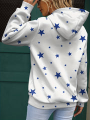 Stars Print Kangaroo Pocket Hoodie Casual Sweatshirt